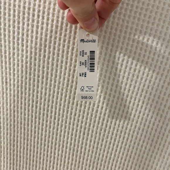 Madewell Waffle-Knit Long-Sleeve‎ Crewneck Size XS Off White Cream - Picture 5 of 7